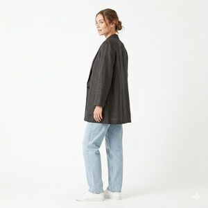 Linen Black oversized Jacket Women's Blazer L